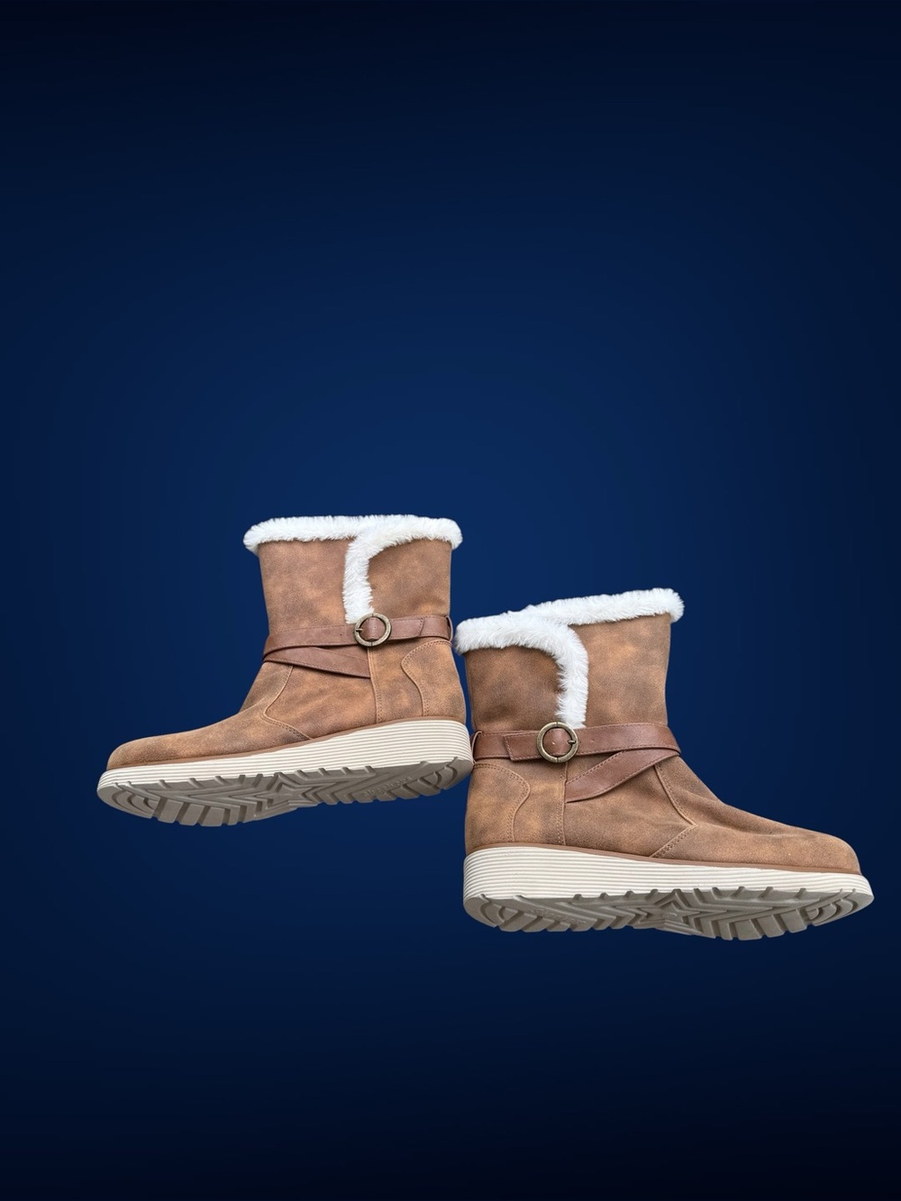 Women’s Tan Faux-Shearling Ankle Boots